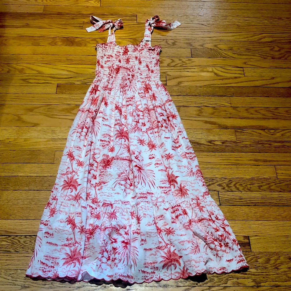 THE GREAT Maxi Dress. Size 1 ( small ). Red and White Tropical Print.